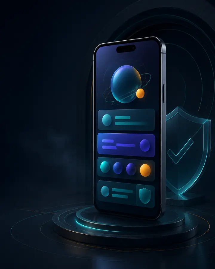 Mobile device showing an abstract 1 Lottery information interface